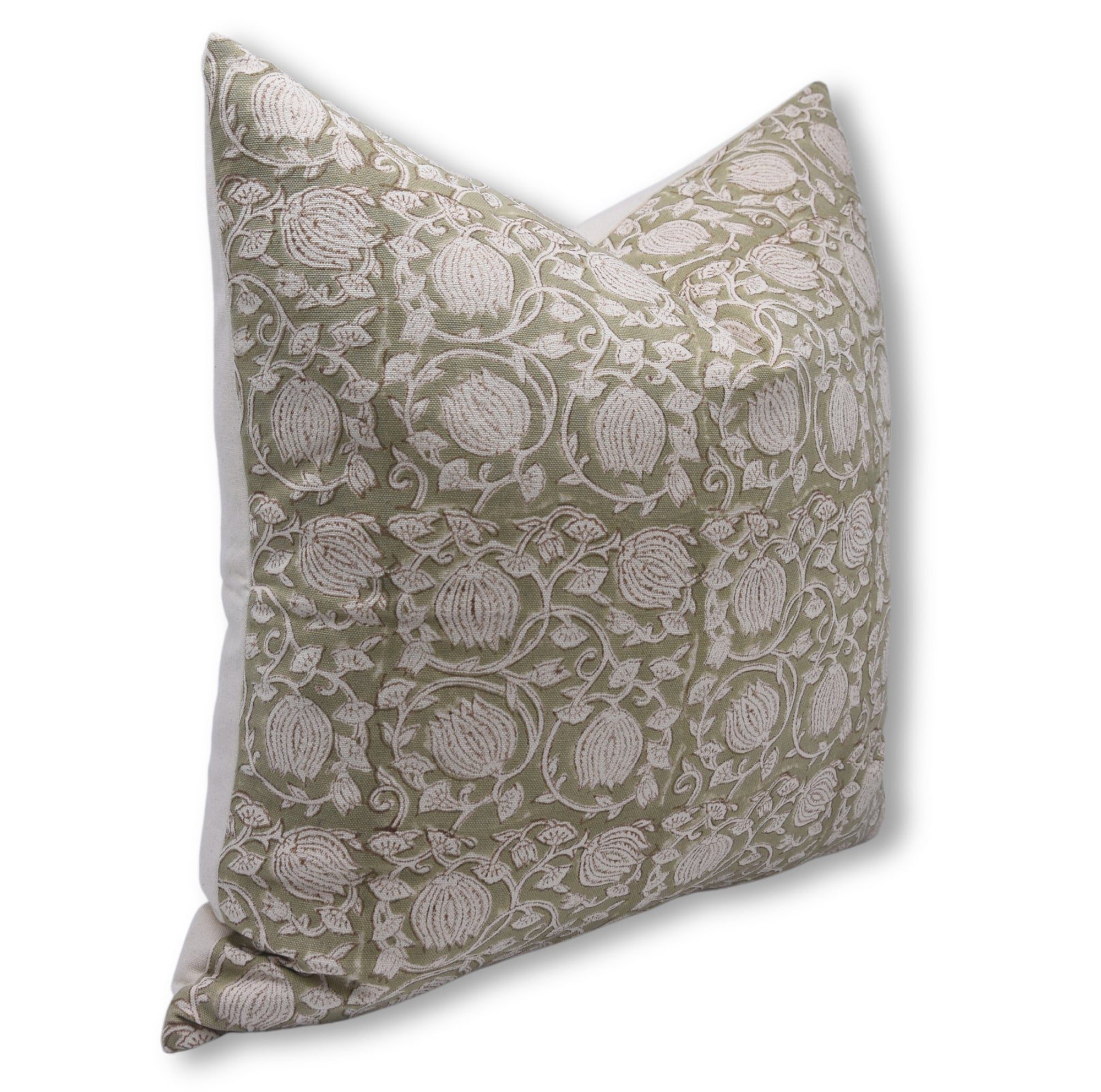 Block print duck canvas cotton throw pillow cover- SIX KAMAL - Fabdivine