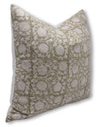 Block print duck canvas cotton throw pillow cover- SIX KAMAL - Fabdivine