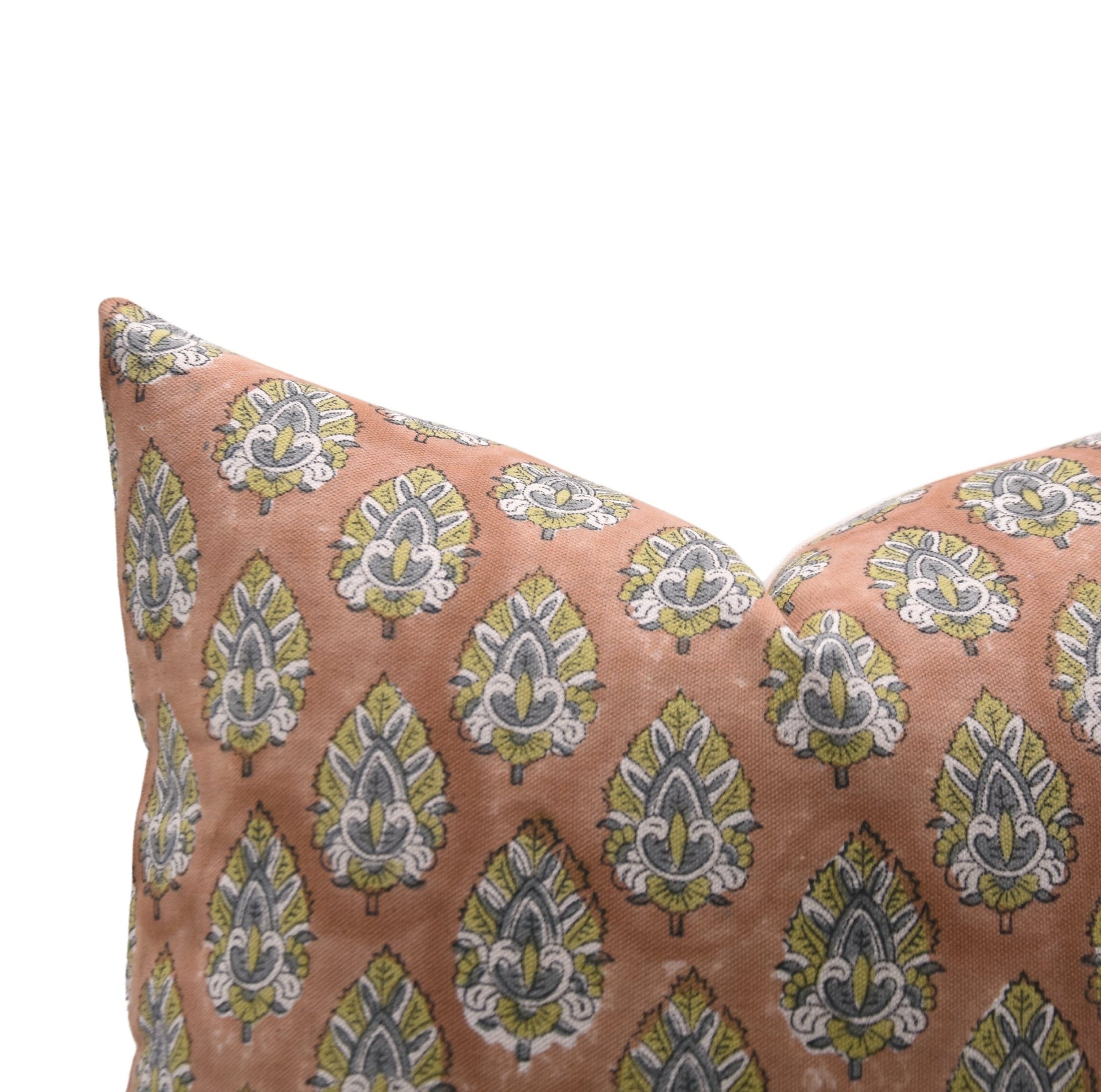 Throw Pillow Cover – Designer Collection of Hand Block Printed Duck Canvas Cotton - BETAL LEAF - Fabdivine