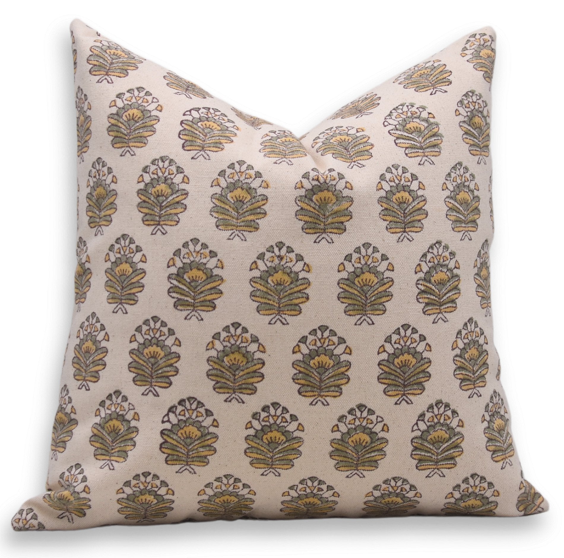 Designer Hand Block Printed Duck Canvas Cotton Throw Pillow Cover - BHEESHMA - Fabdivine