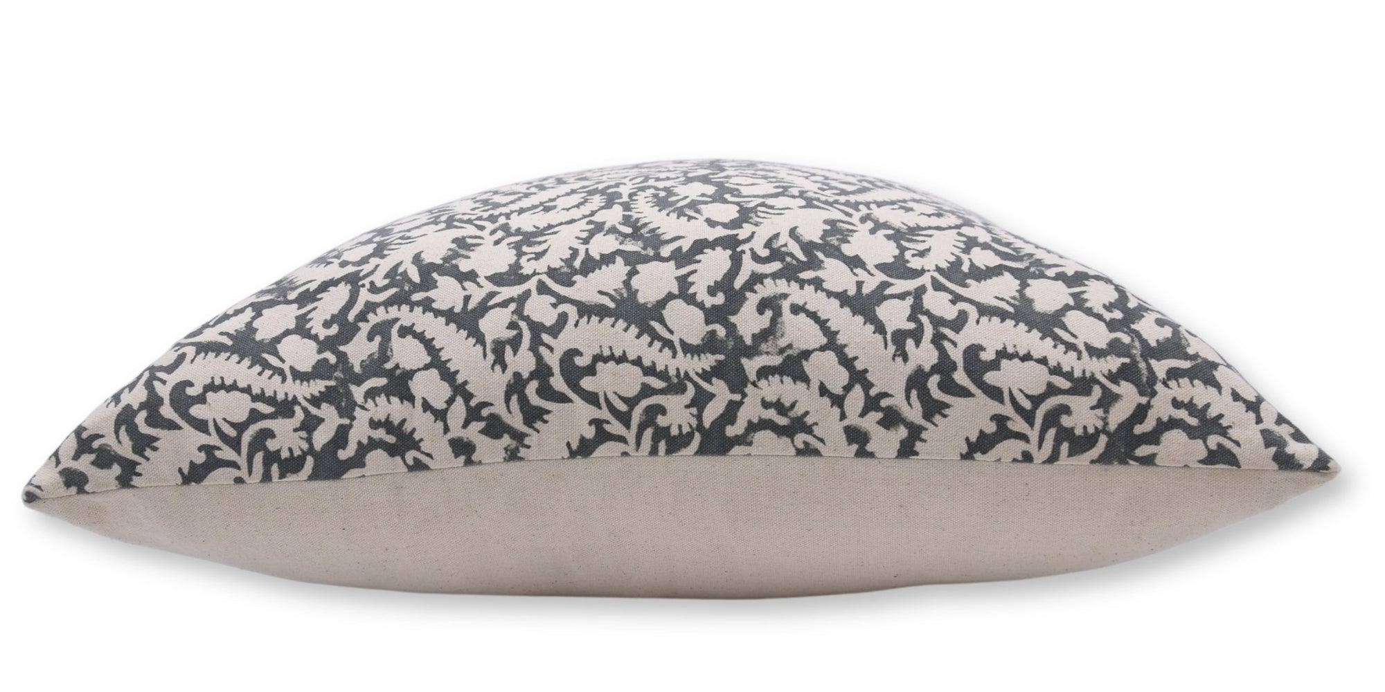 Block print Pillow cover for sofa, couch or bed- Duck Canvas- BLACK FOREST - Fabdivine