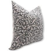 Block print Pillow cover for sofa, couch or bed- Duck Canvas- BLACK FOREST - Fabdivine