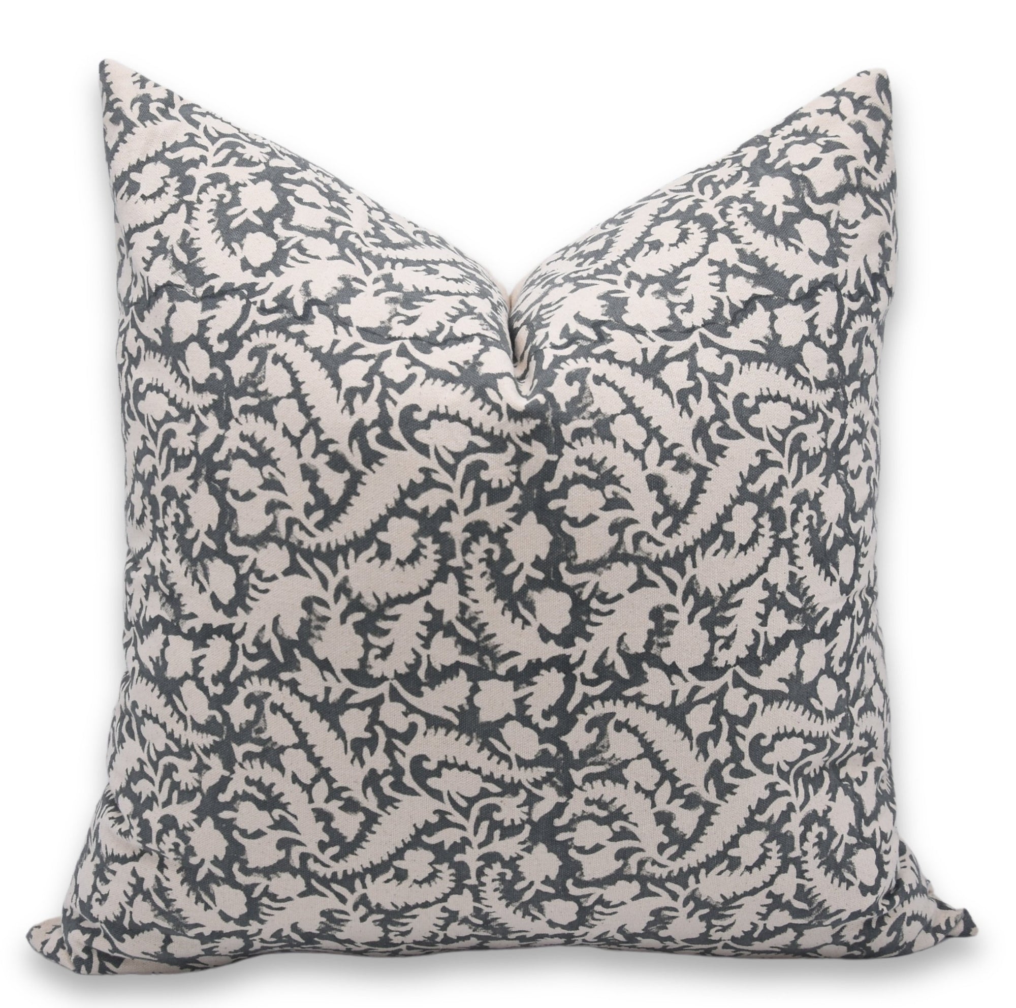 Block print Pillow cover for sofa, couch or bed- Duck Canvas- BLACK FOREST - Fabdivine