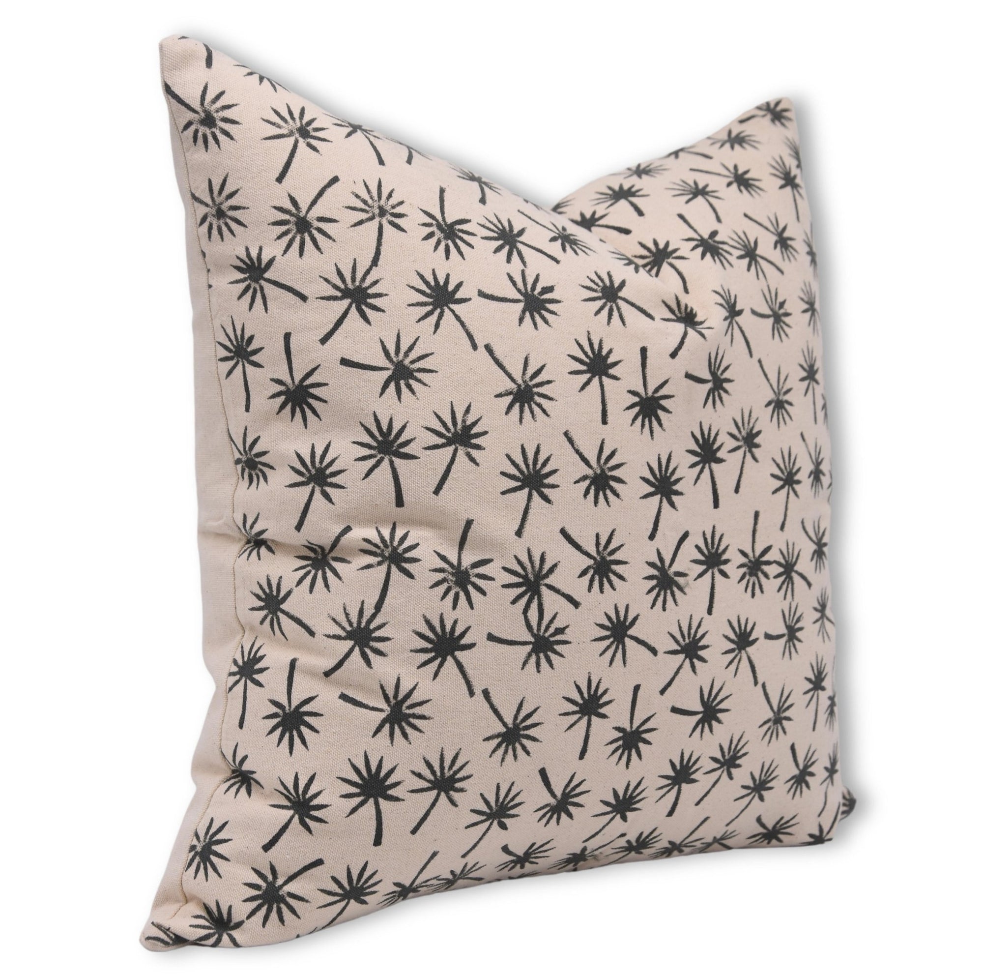 Throw Pillow Cover –Designer Collection of Hand Block Print Duck Canvas Cotton- COCONUT - Fabdivine