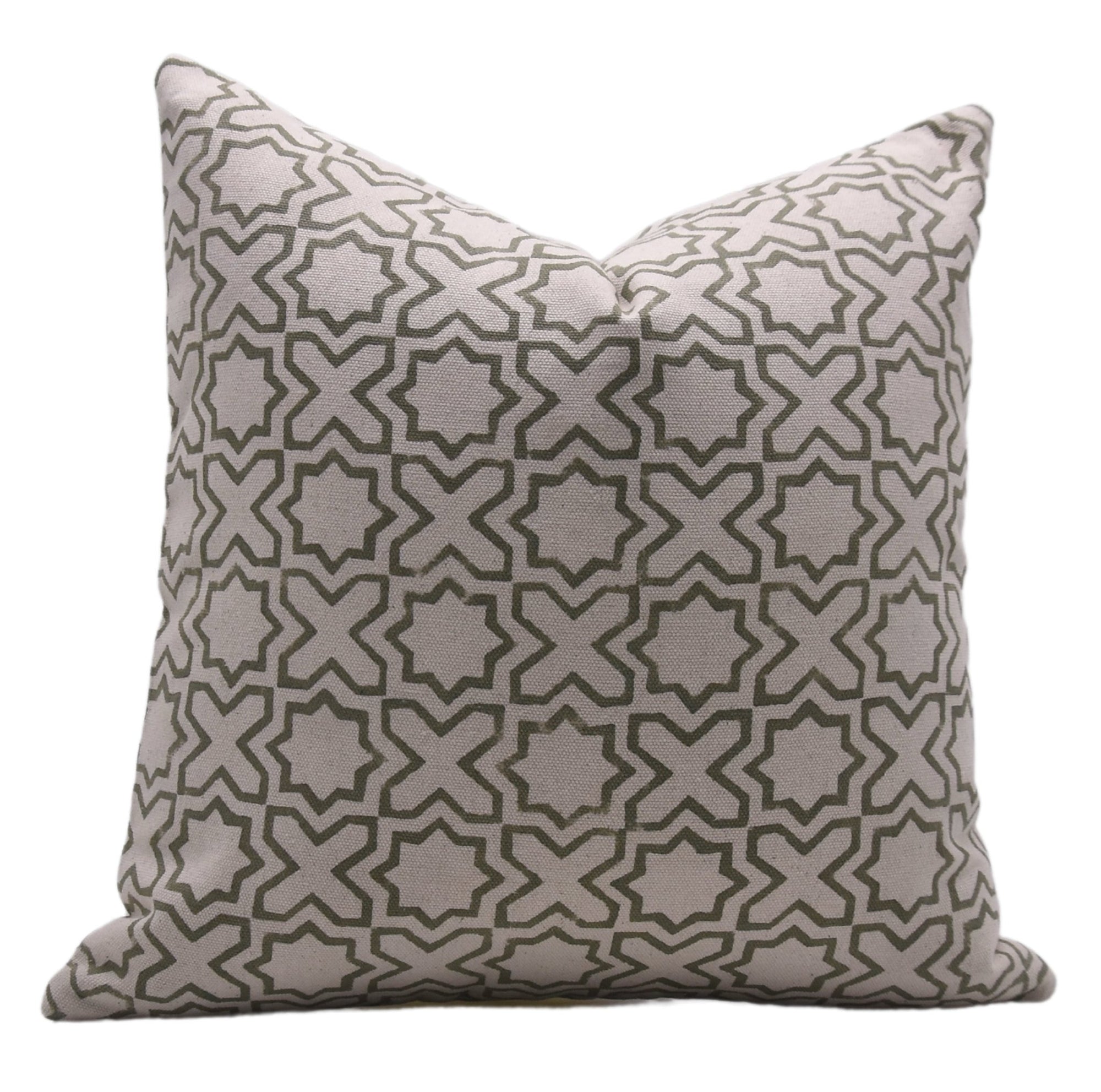 Block print Pillow cover for sofa, couch or bed - Duck Canvas Cotton - CROSSWORD - Fabdivine