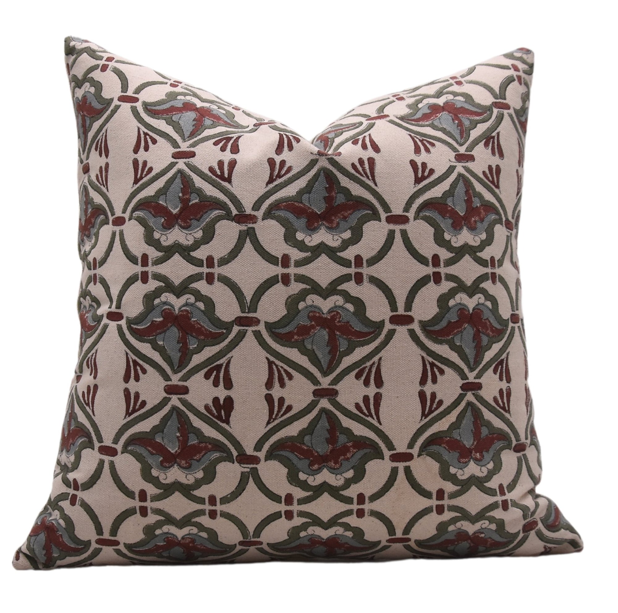 Block Print Cotton Pillow Cover - HRIDYAVAN - Fabdivine