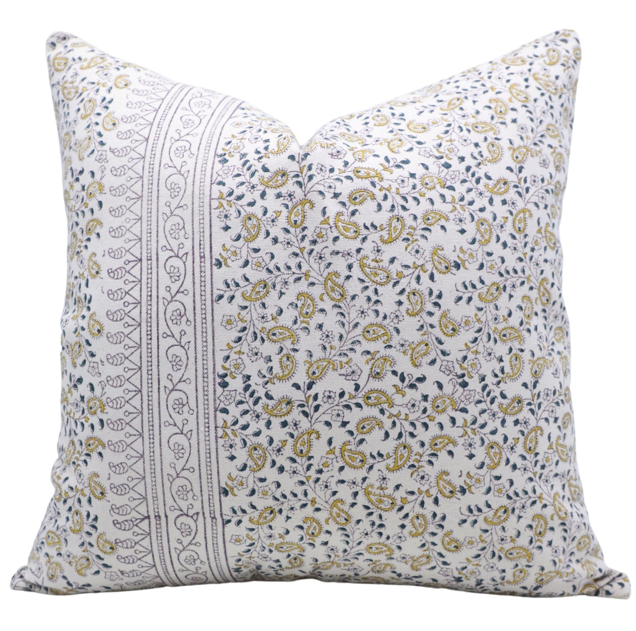 Block print Pillow cover for sofa, couch or bed- Duck Canvas- KERI JAAL BORDER - Fabdivine