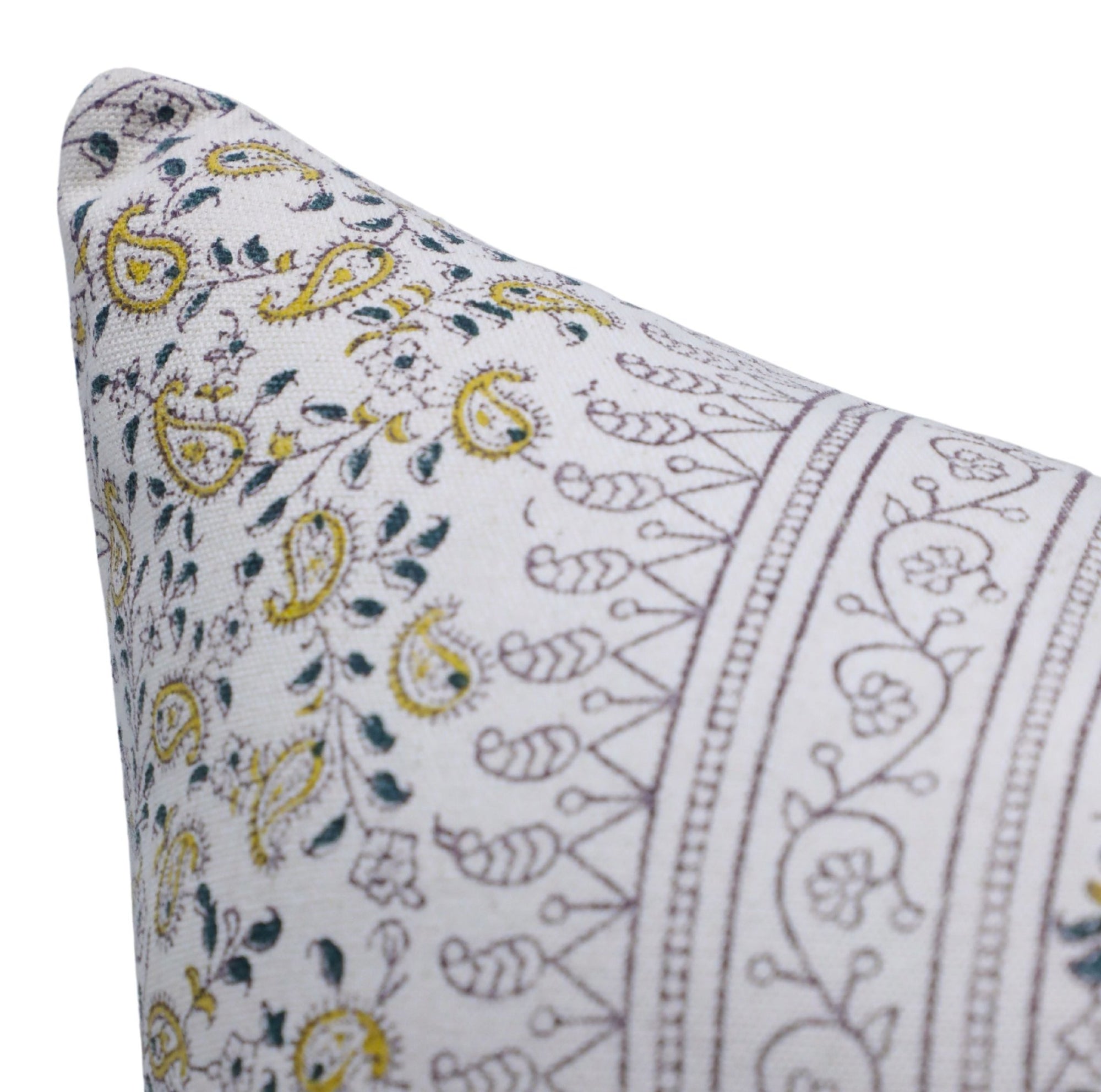 Block print Pillow cover for sofa, couch or bed- Duck Canvas- KERI JAAL BORDER - Fabdivine