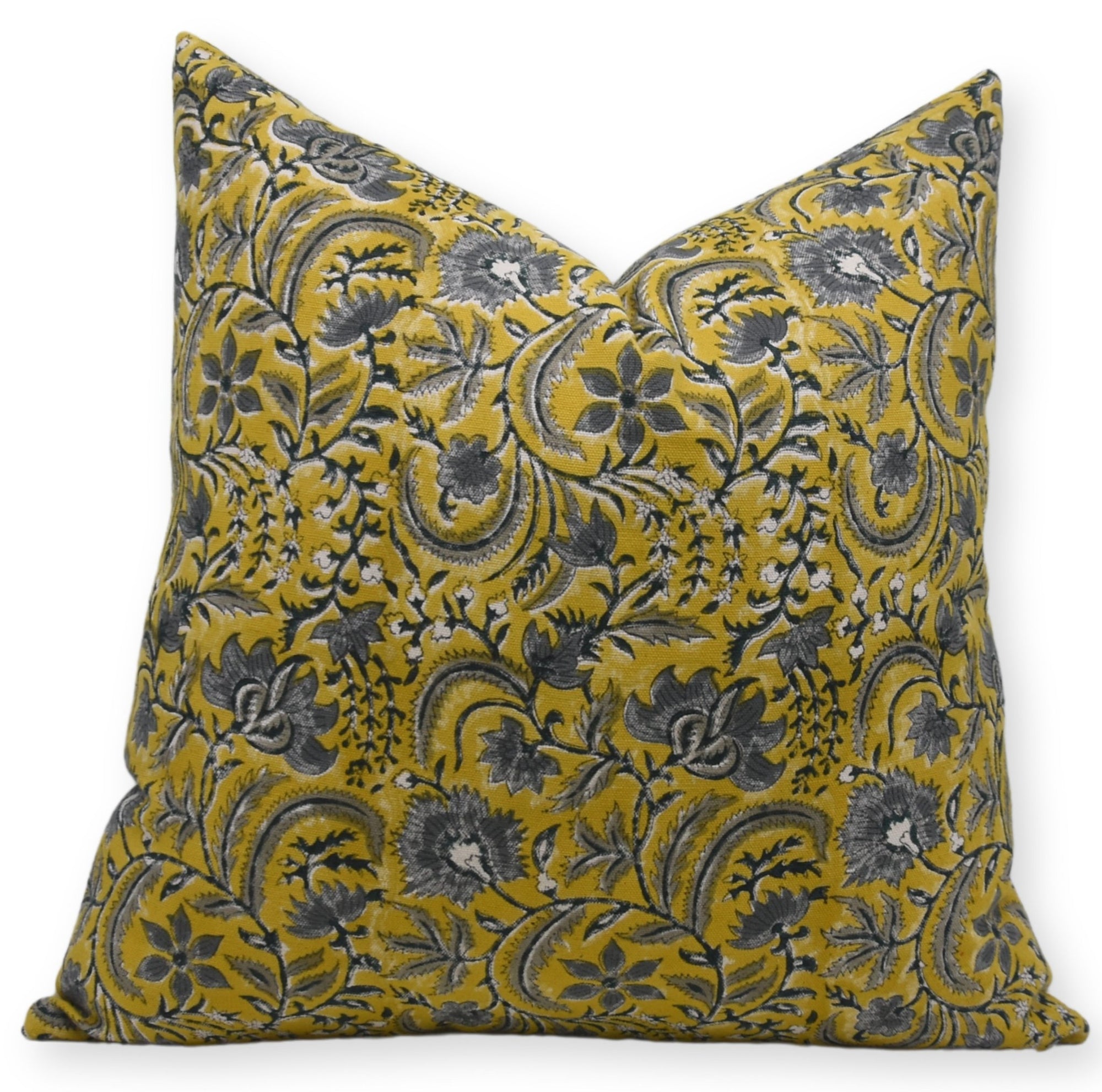 Square block print pillow cover made from Duck Canvas Cotton - KUNDANVAN - Fabdivine