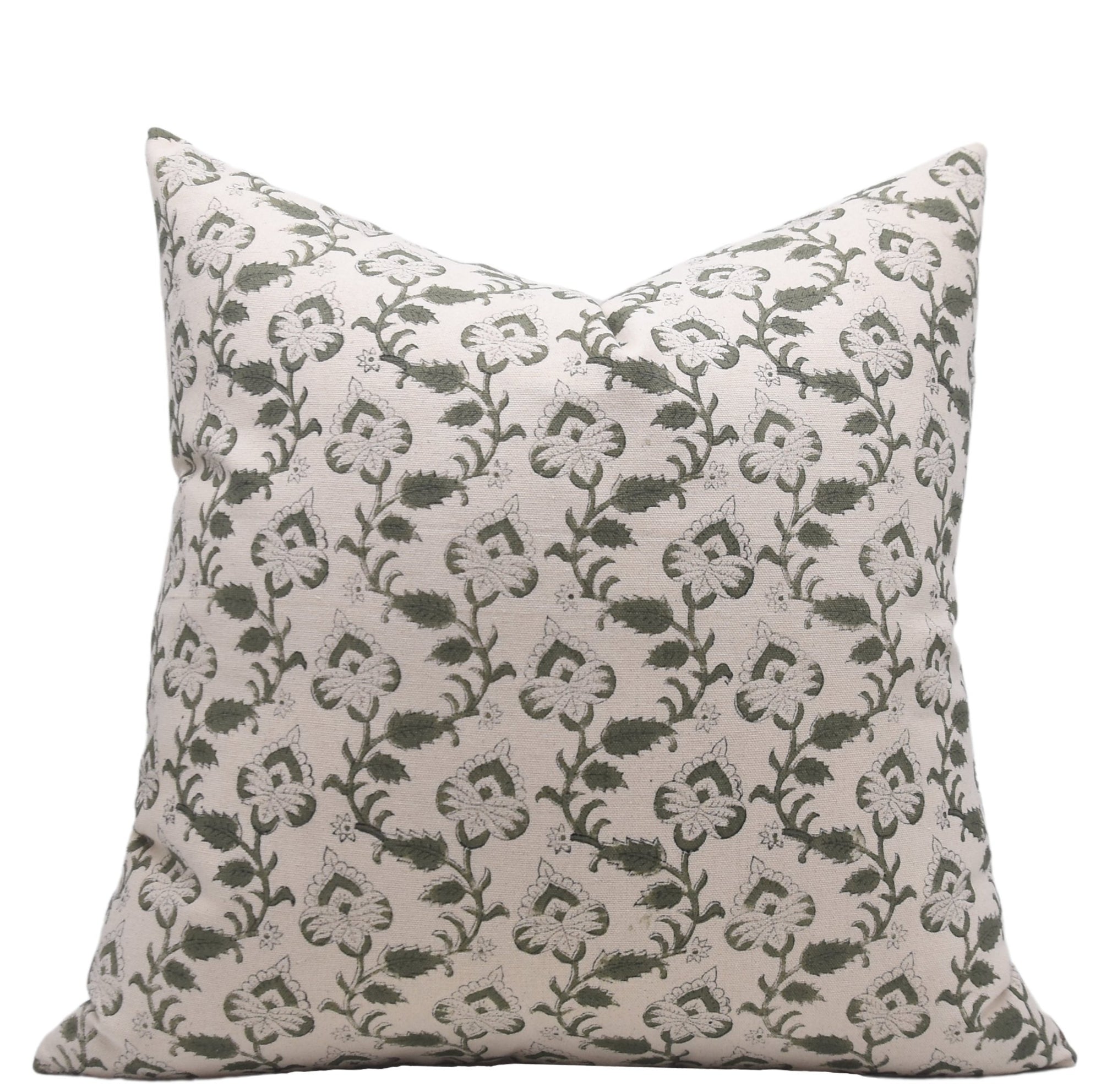 Hand Block Print Duck Canvas Cotton pillow cover - MADHUBALA - Fabdivine