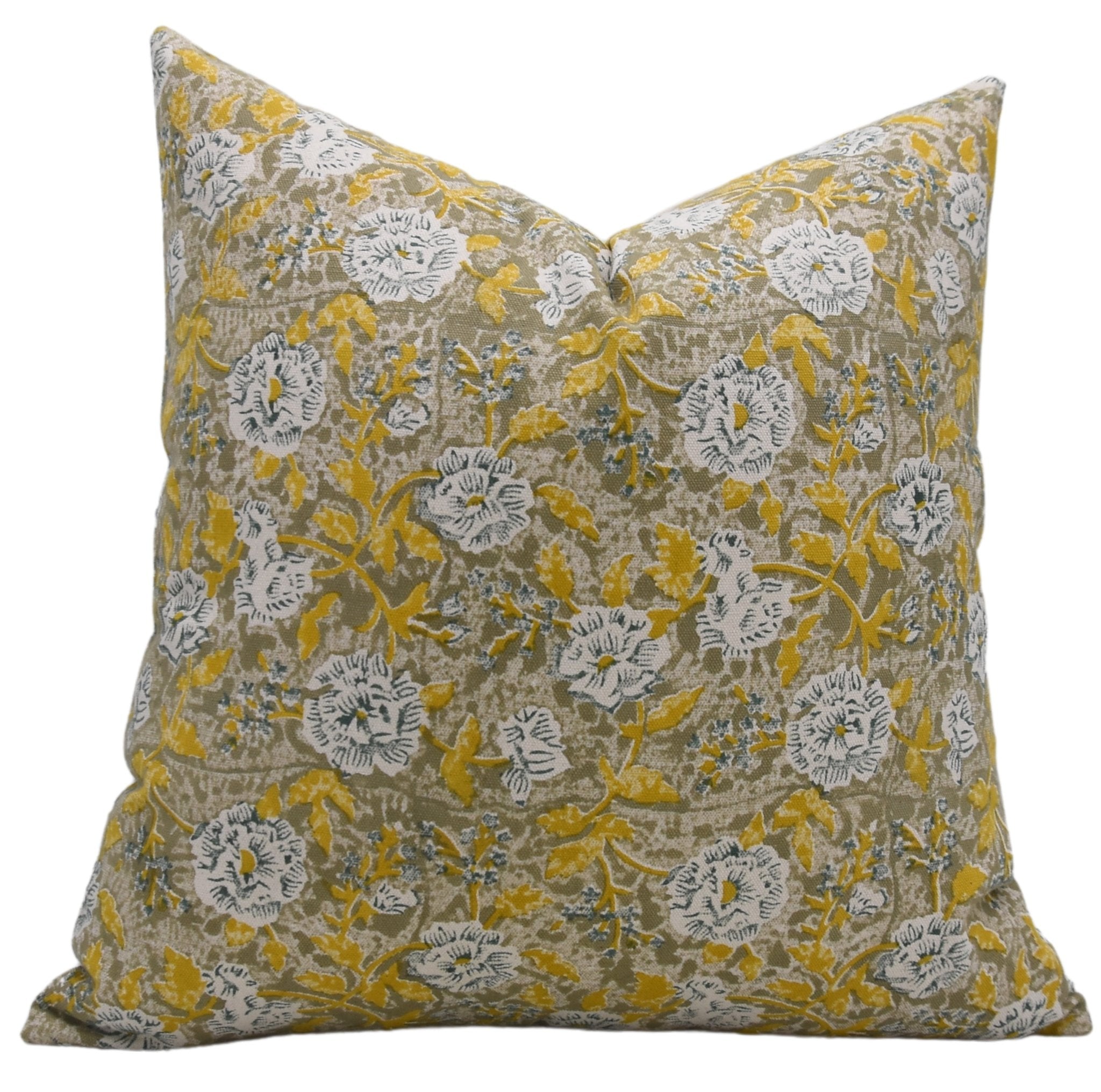 Lumber block print duck canvas cotton pillow cover- RAMESHWARAM - Fabdivine