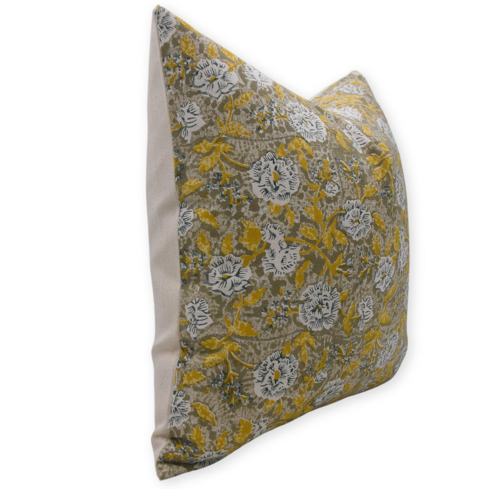 Square/Lumber block print duck canvas cotton pillow cover- RAMESHWARAM - Fabdivine