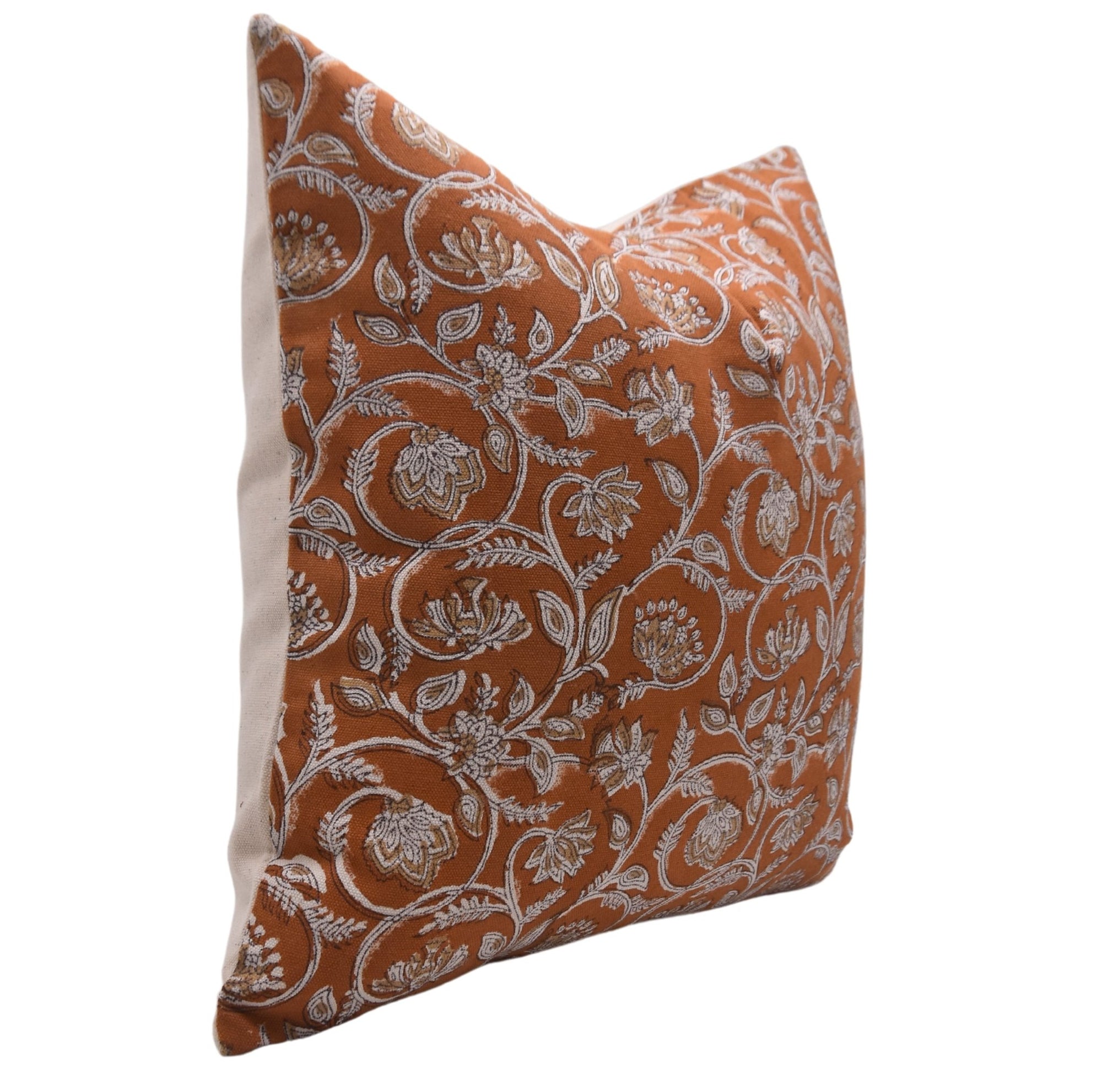 Block Print Cotton Pillow Cover - SARASWATI - Fabdivine