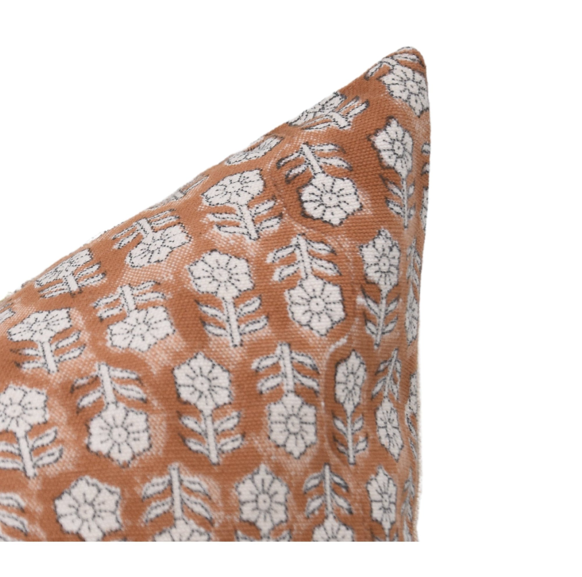 Duck canvas boho pillow cover with block print design - TULSI BUTI - Fabdivine