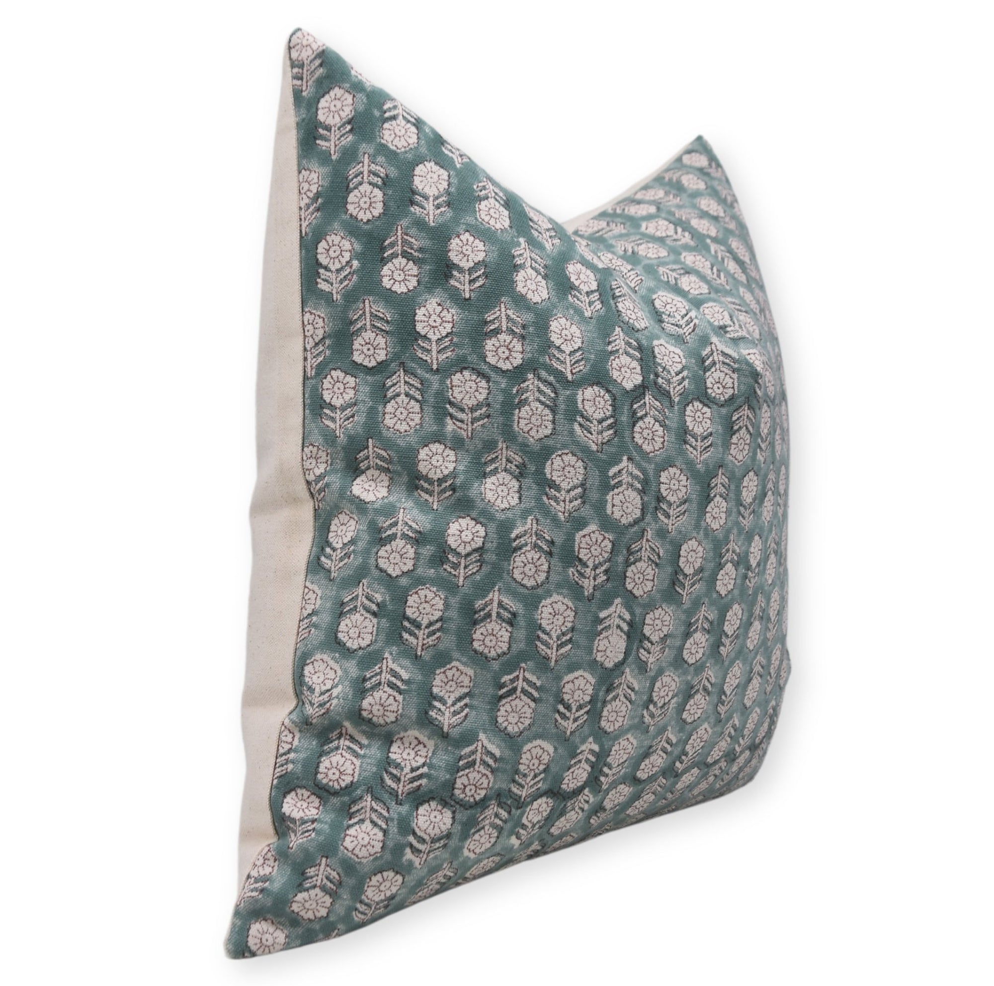 TULSI BUTI Block Print Pillow Cover for Sofa, Couch, or Bed - Fabdivine