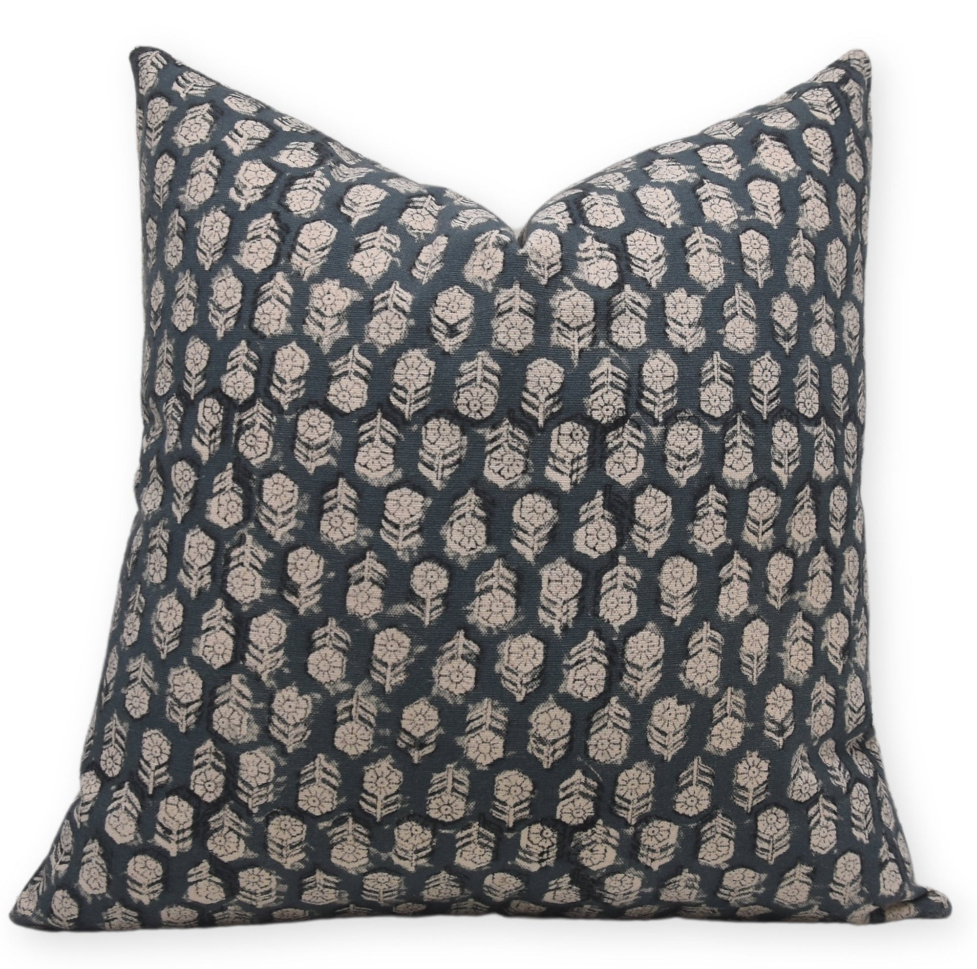 Boho pillow/cushion cover in Duck Canvas Cotton with block print design - TULSI BUTI - Fabdivine