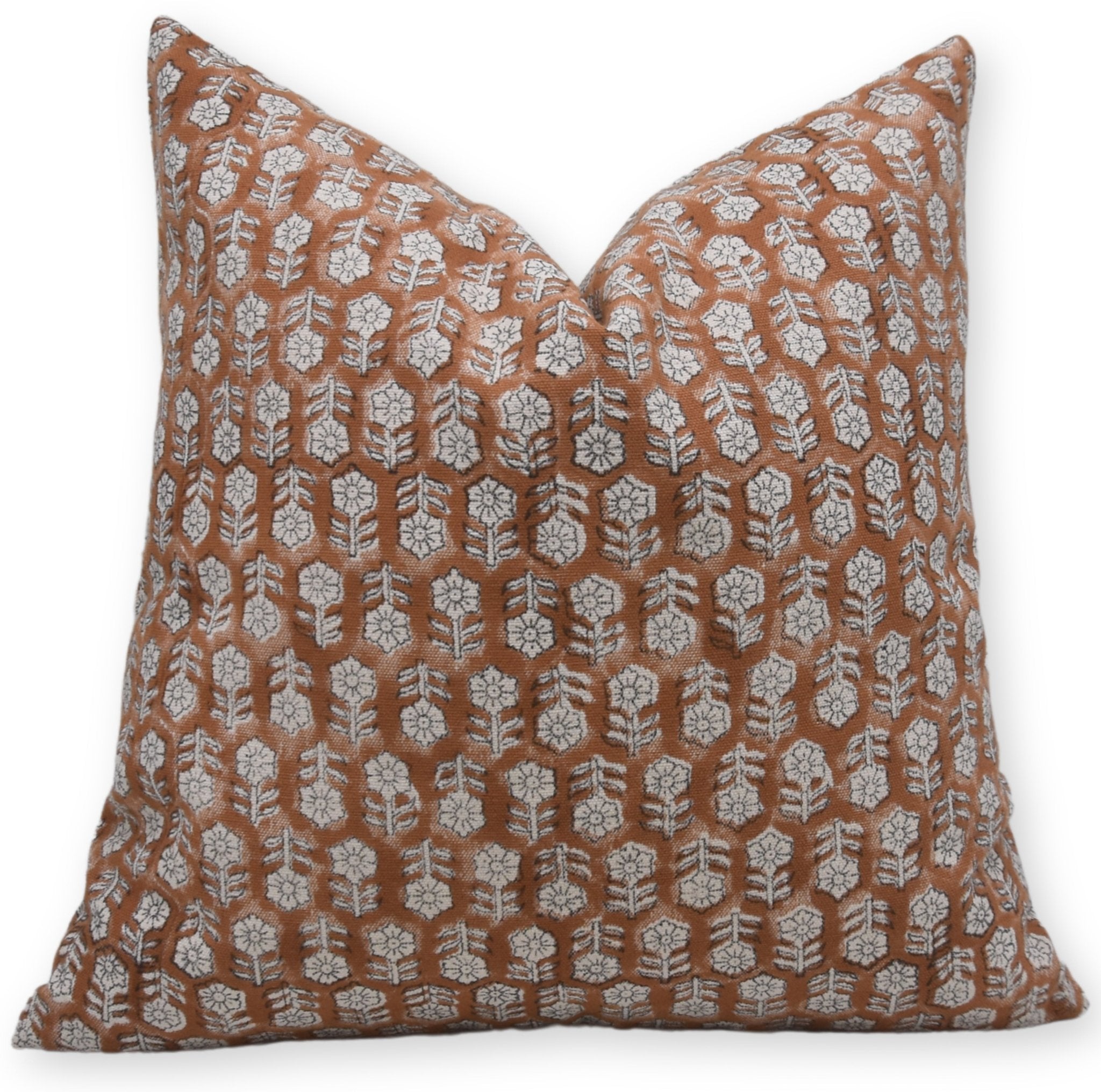 Duck canvas boho pillow cover with block print design - TULSI BUTI - Fabdivine