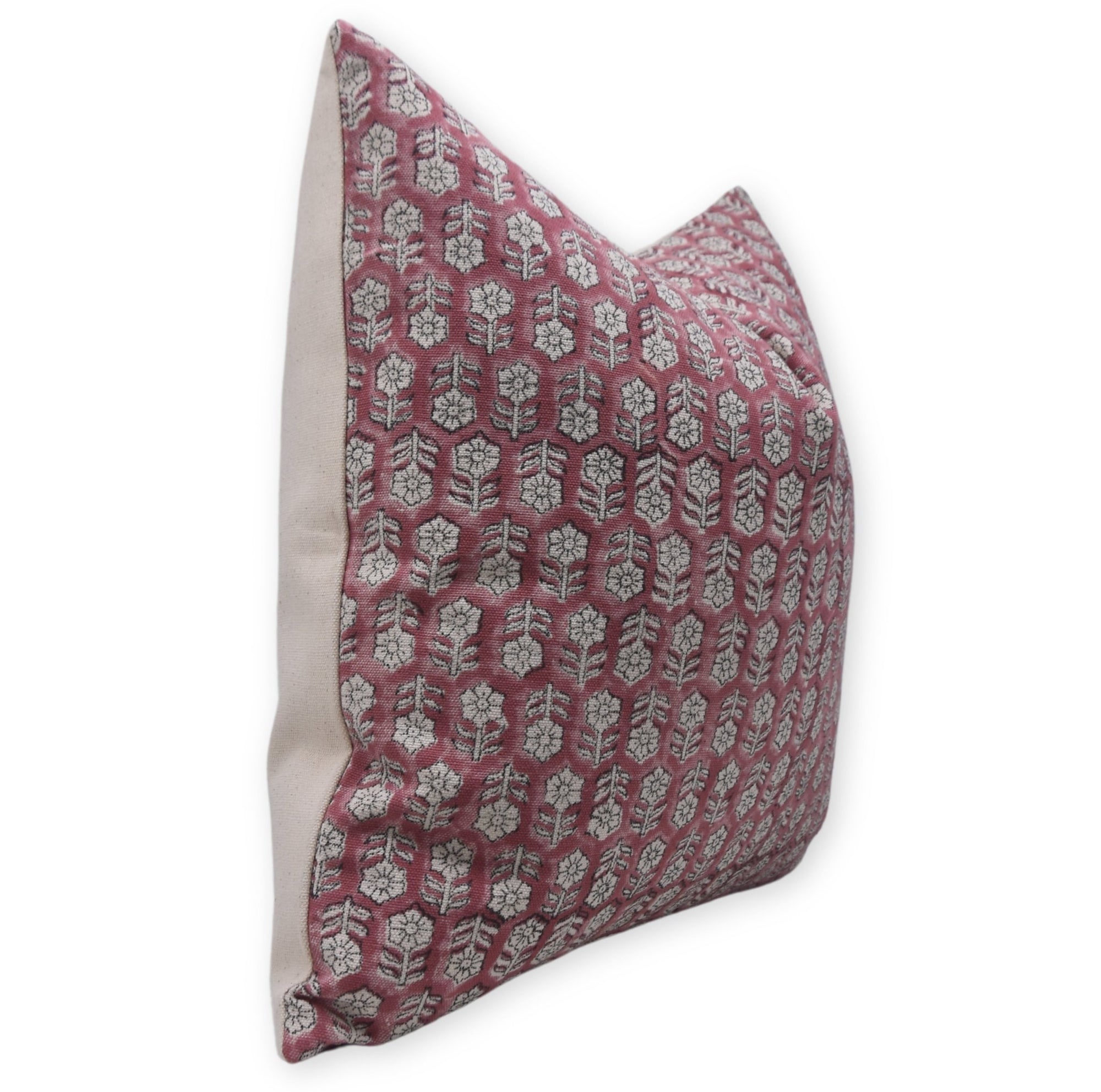 Square/Lumber block print pillow cover- duck canvas cotton- TULSI BUTI - Fabdivine