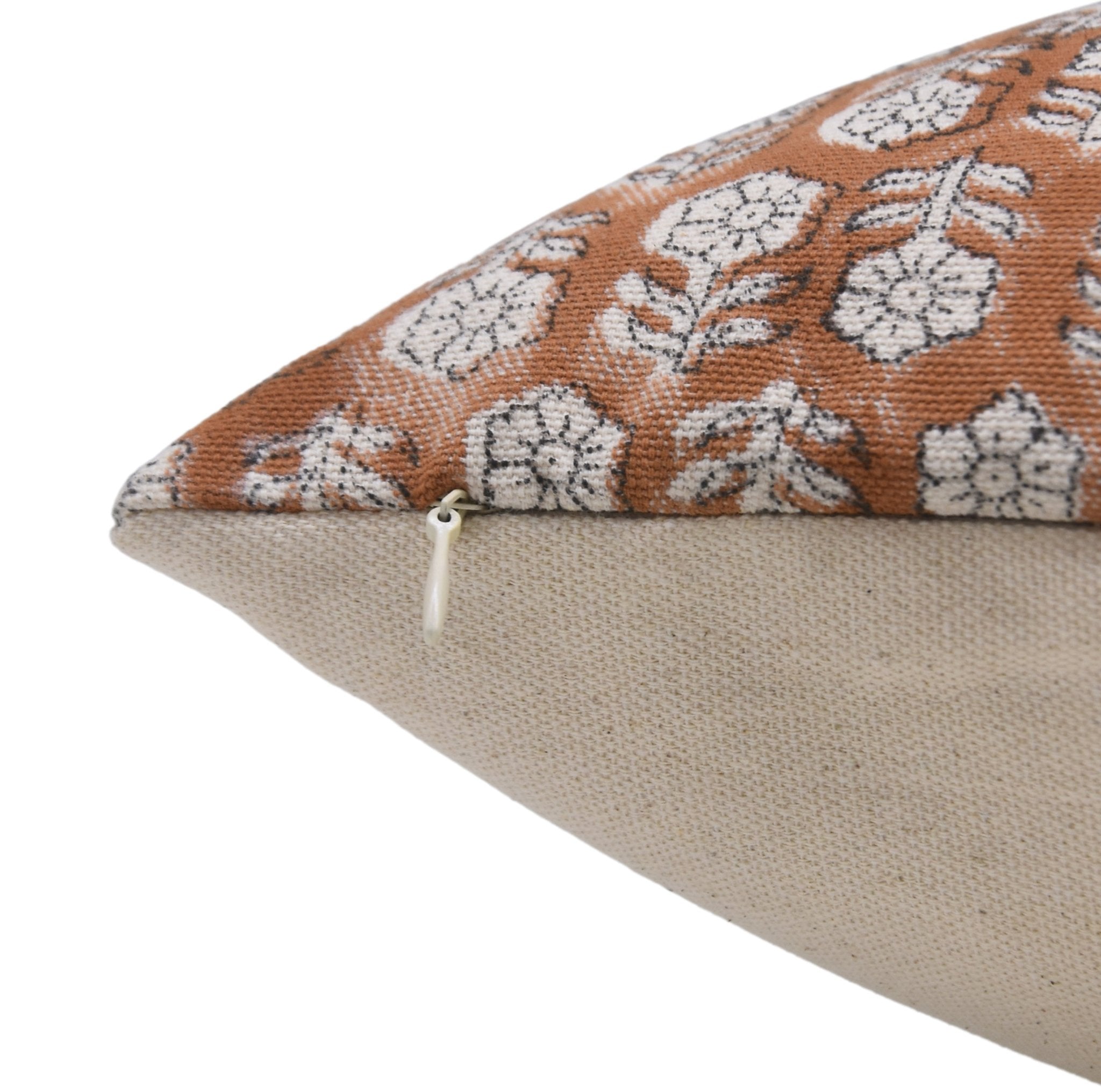 Duck canvas boho pillow cover with block print design - TULSI BUTI - Fabdivine