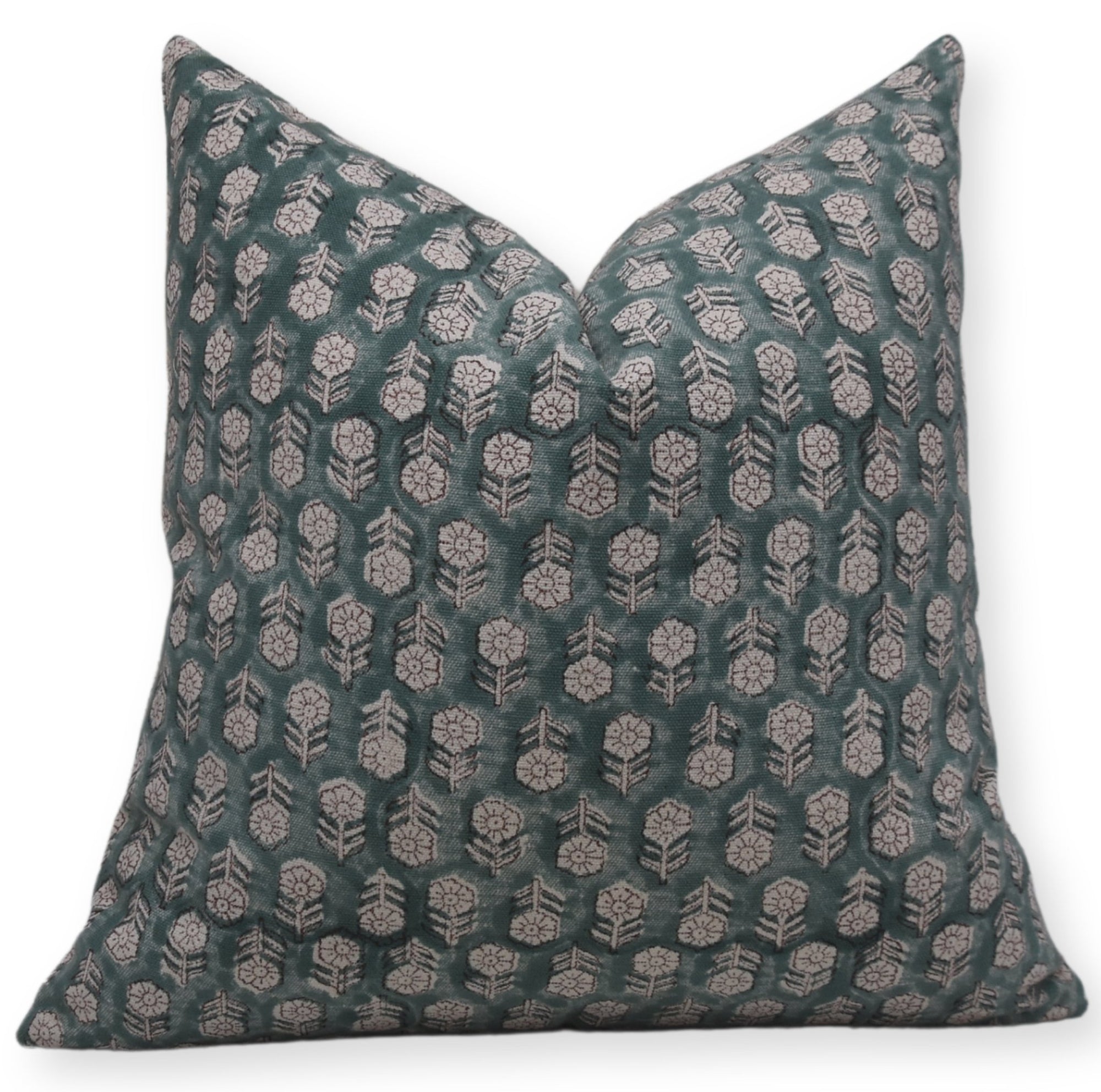 TULSI BUTI Block Print Pillow Cover for Sofa, Couch, or Bed - Fabdivine