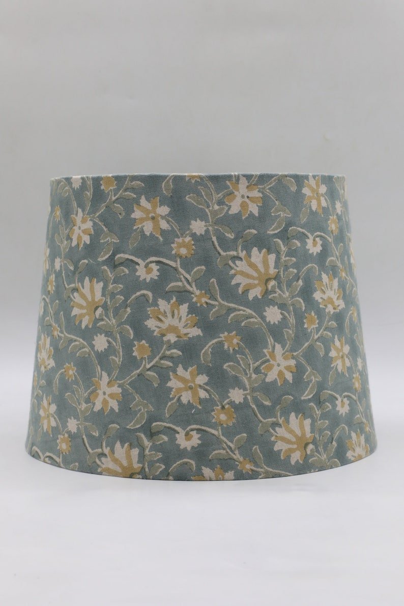 Block print drum lampshade - Aradhana - Fabdivine