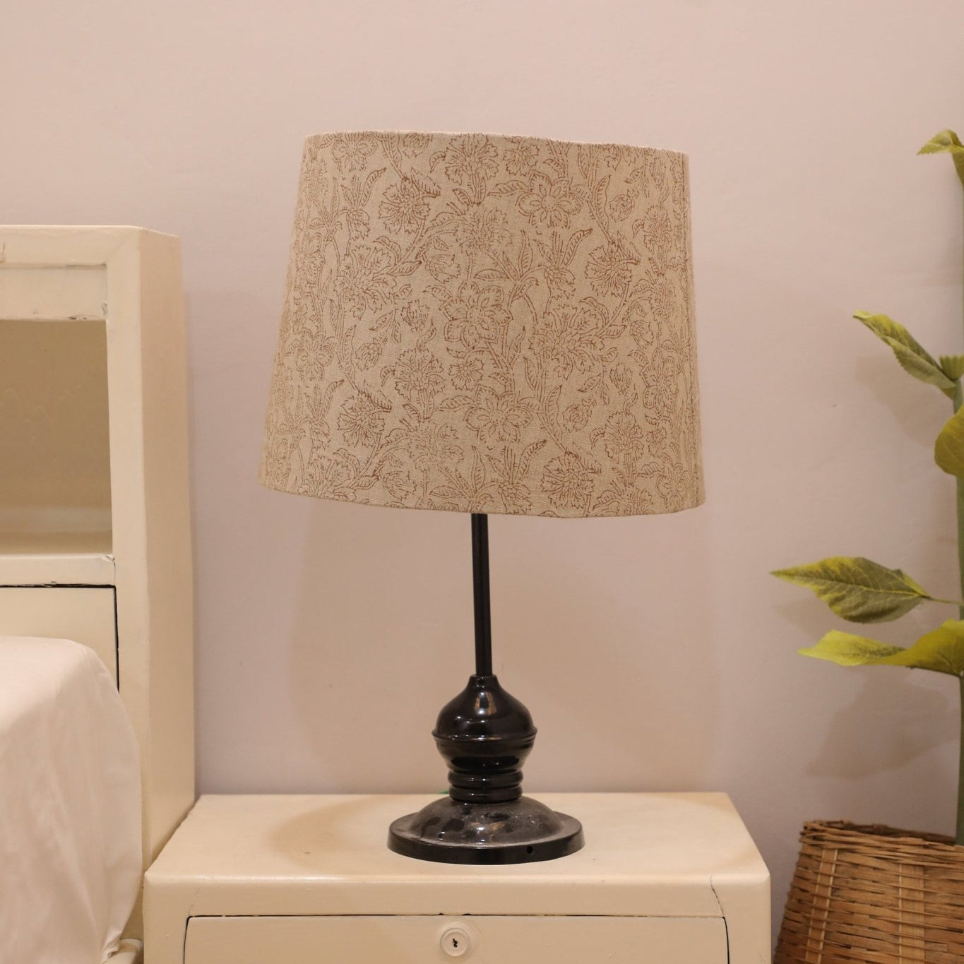 Block print drum lampshade - Jarul - Fabdivine