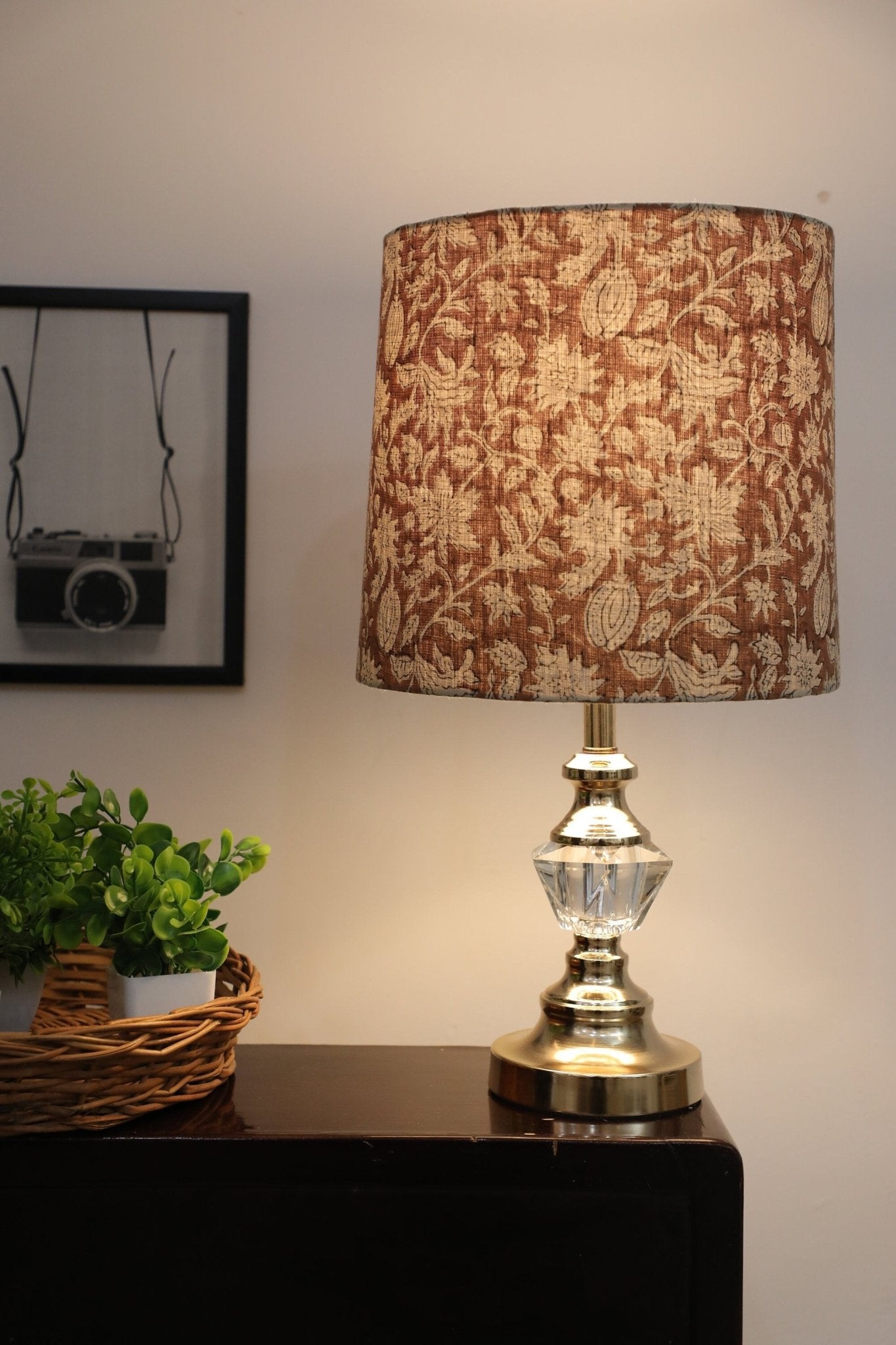 Block print drum lampshade - Manikarnika - Fabdivine