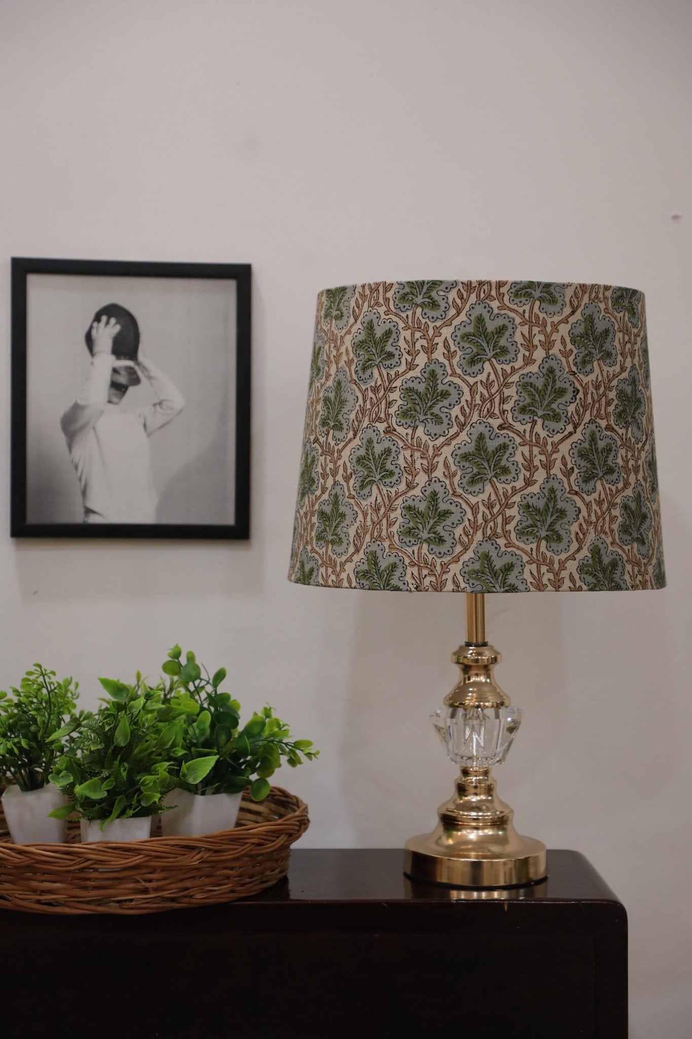 Block print drum lampshade - Pushpsamhita - Fabdivine