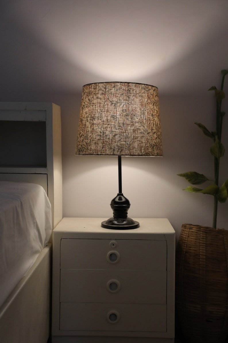 Block print drum lampshade - Qudrat - Fabdivine