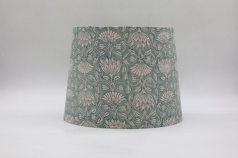 Block print drum lampshade - Ulta sidha kamal - Fabdivine