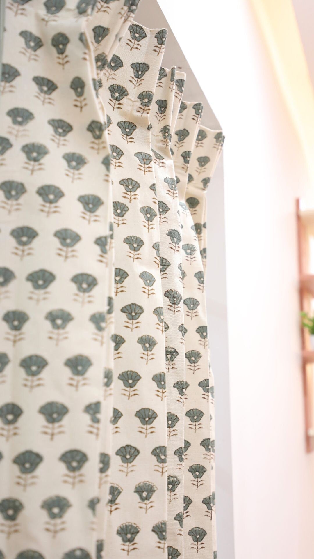 Block Print Floral Curtain: KOHINOOR - Fabdivine