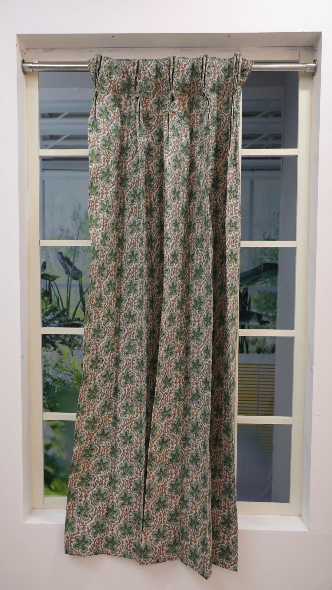 Block Print Floral Curtain: PUSHPSAMHITA - Fabdivine