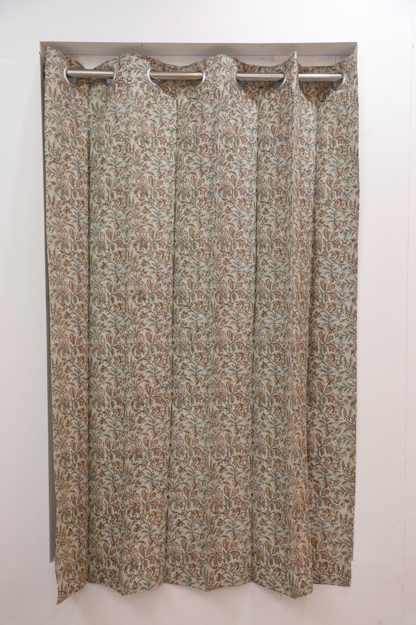 Block Print Floral Curtain: QUDRAT - Fabdivine