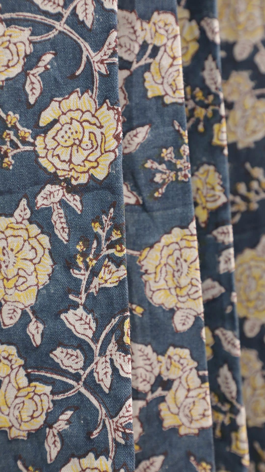 Block Print Floral Curtain: RAMESHWARAM - Fabdivine