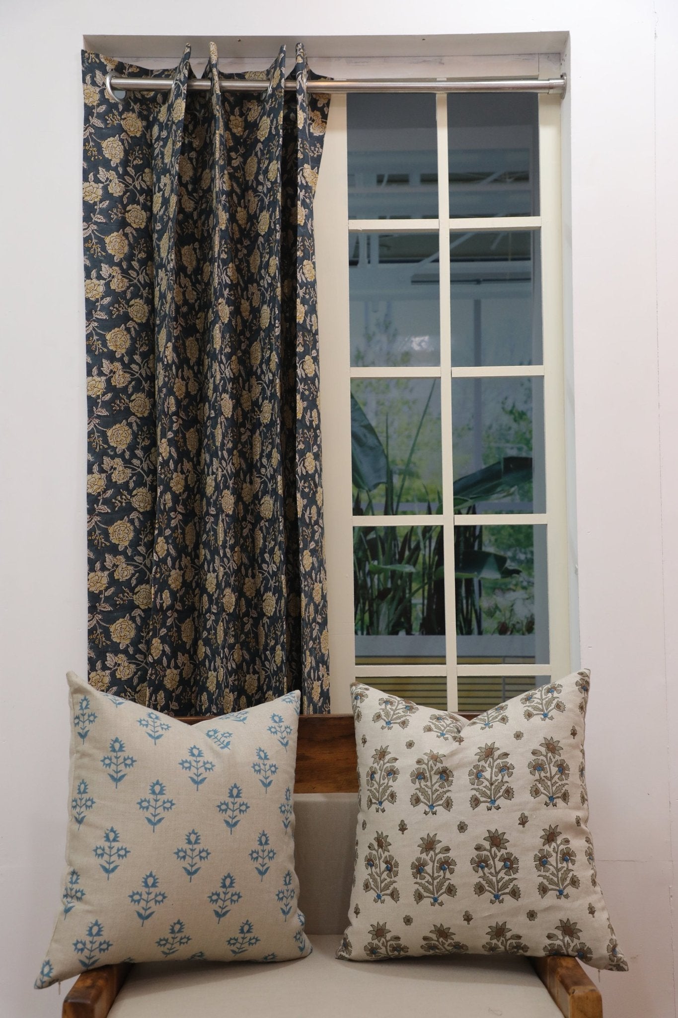 Block Print Floral Curtain: RAMESHWARAM - Fabdivine