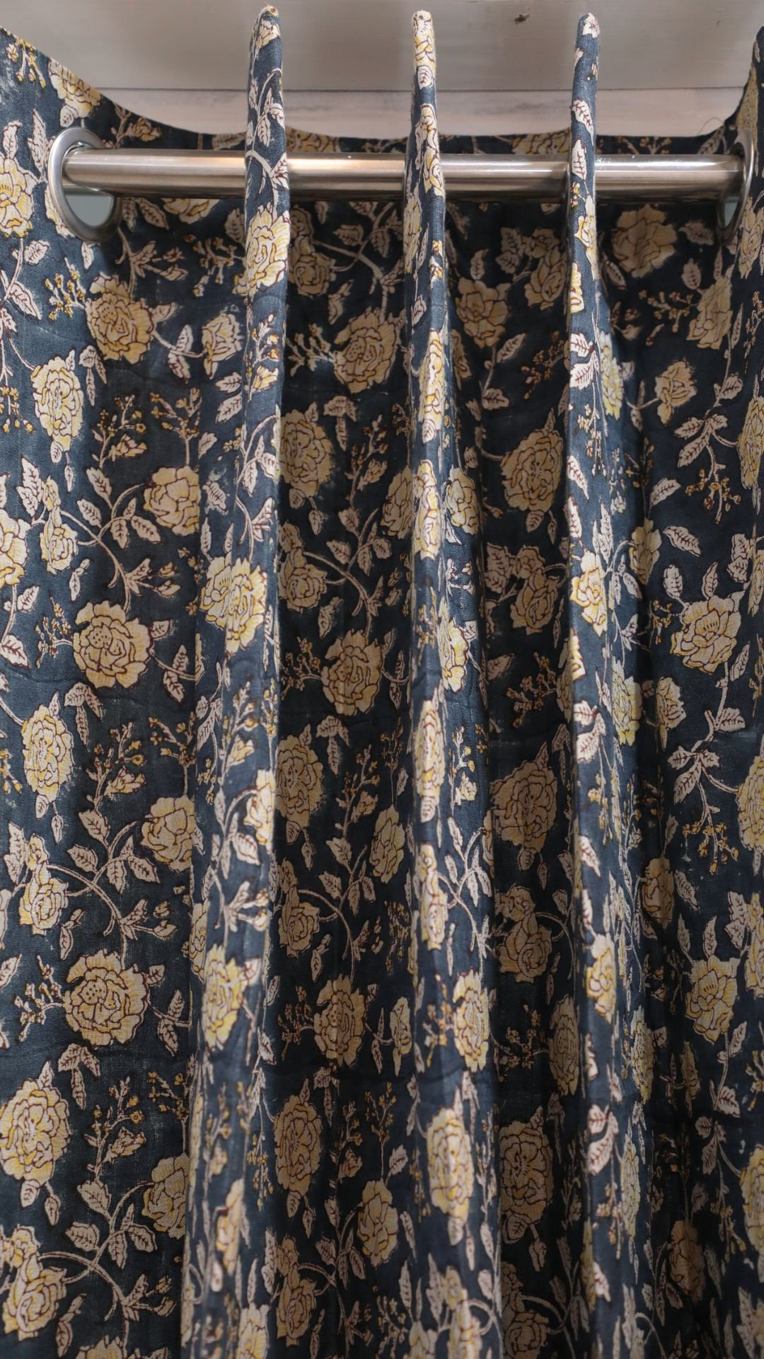 Block Print Floral Curtain: RAMESHWARAM - Fabdivine