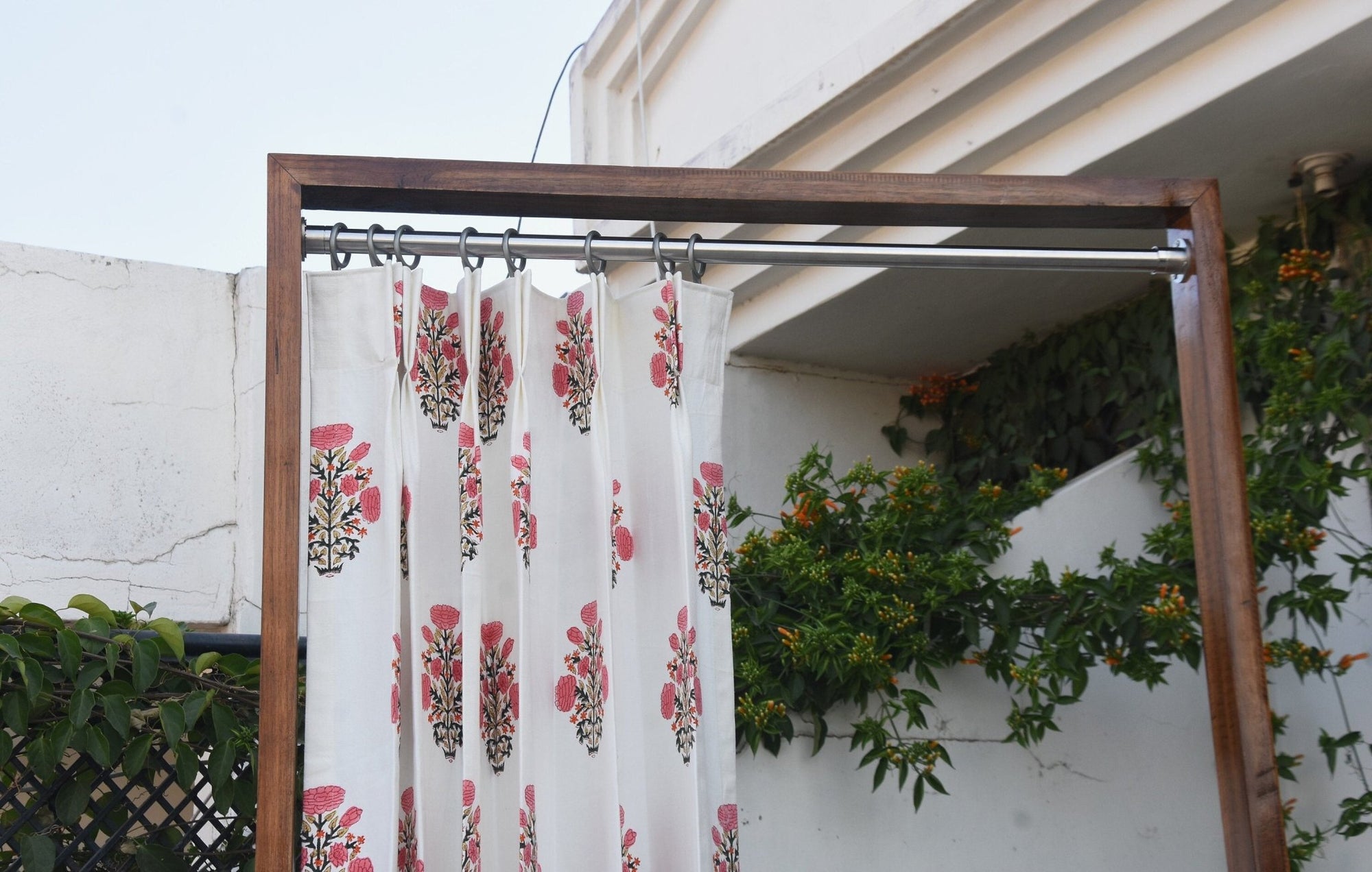 Block Print Floral Curtain: SWADESH - Fabdivine