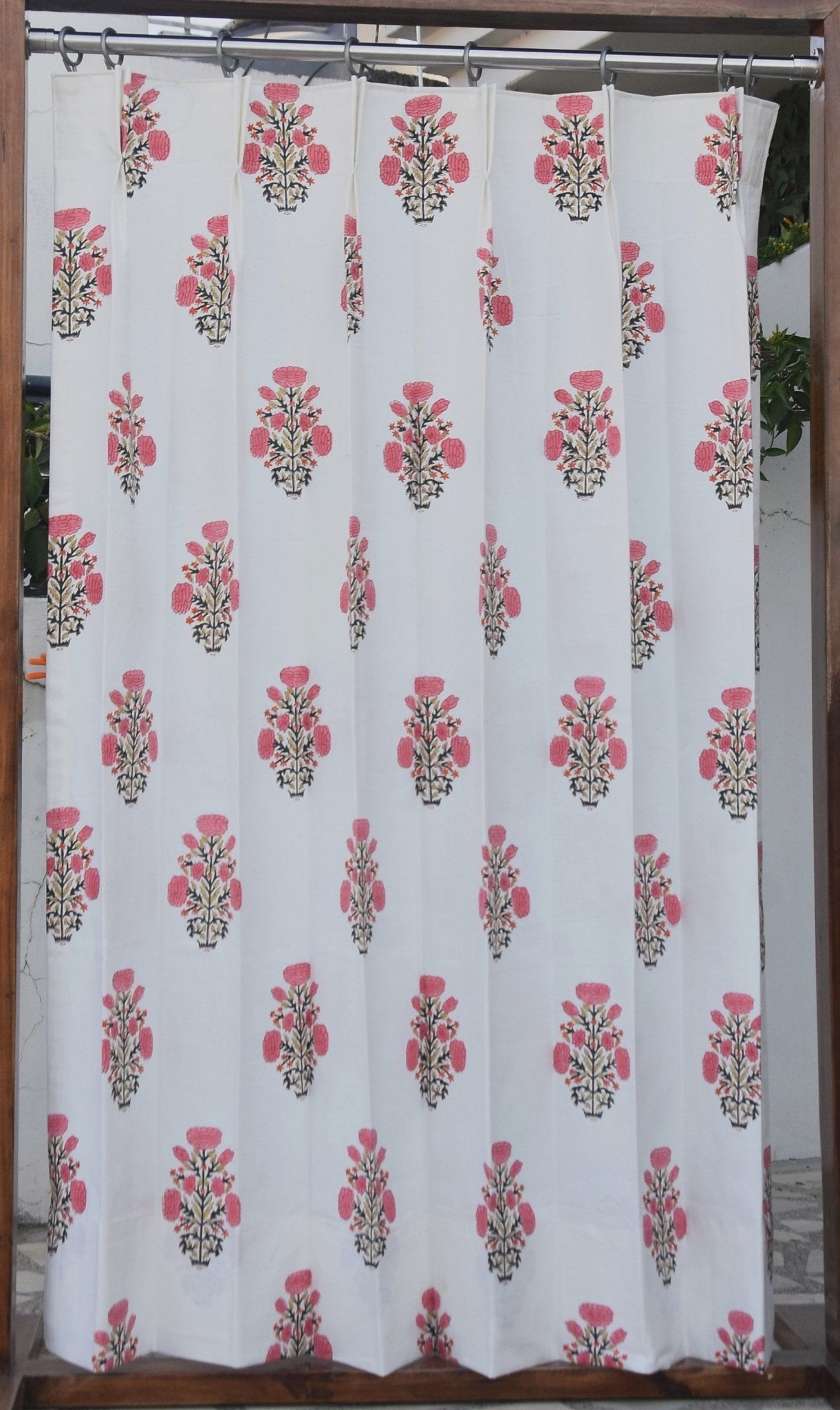 Block Print Floral Curtain: SWADESH - Fabdivine