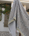 BLOCK PRINT HANDWOVEN THROW - ALIA - Fabdivine