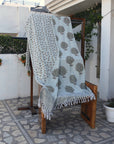 BLOCK PRINT HANDWOVEN THROW - ANAR - Fabdivine