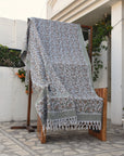 BLOCK PRINT HANDWOVEN THROW - ARADHANA - Fabdivine