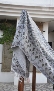 BLOCK PRINT HANDWOVEN THROW - ARADHANA - Fabdivine