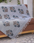 BLOCK PRINT HANDWOVEN THROW - BADSHAH - Fabdivine