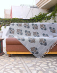 BLOCK PRINT HANDWOVEN THROW - BADSHAH - Fabdivine