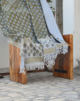 BLOCK PRINT HANDWOVEN THROW - BETEL LEAF - Fabdivine