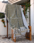 BLOCK PRINT HANDWOVEN THROW - BETEL LEAF - Fabdivine