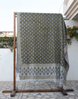 BLOCK PRINT HANDWOVEN THROW - BETEL LEAF - Fabdivine