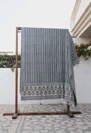 BLOCK PRINT HANDWOVEN THROW - CHOCO CHIPS - Fabdivine