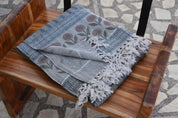 BLOCK PRINT HANDWOVEN THROW - CHOCO CHIPS - Fabdivine