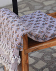 BLOCK PRINT HANDWOVEN THROW - COASTAL TULIP - Fabdivine